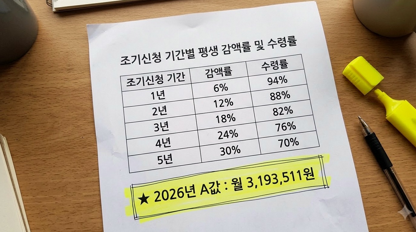 국민연금 조기수령 나이와 평생 감액률, 76세 손익 - 앞당긴 기간의 감액률과 해당 연도 소득 기준을 확인하세요. (핵심 기준 비교 요약표 2)